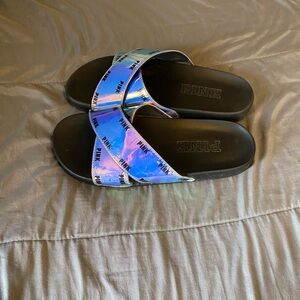 PINK Holographic Slide Sandals